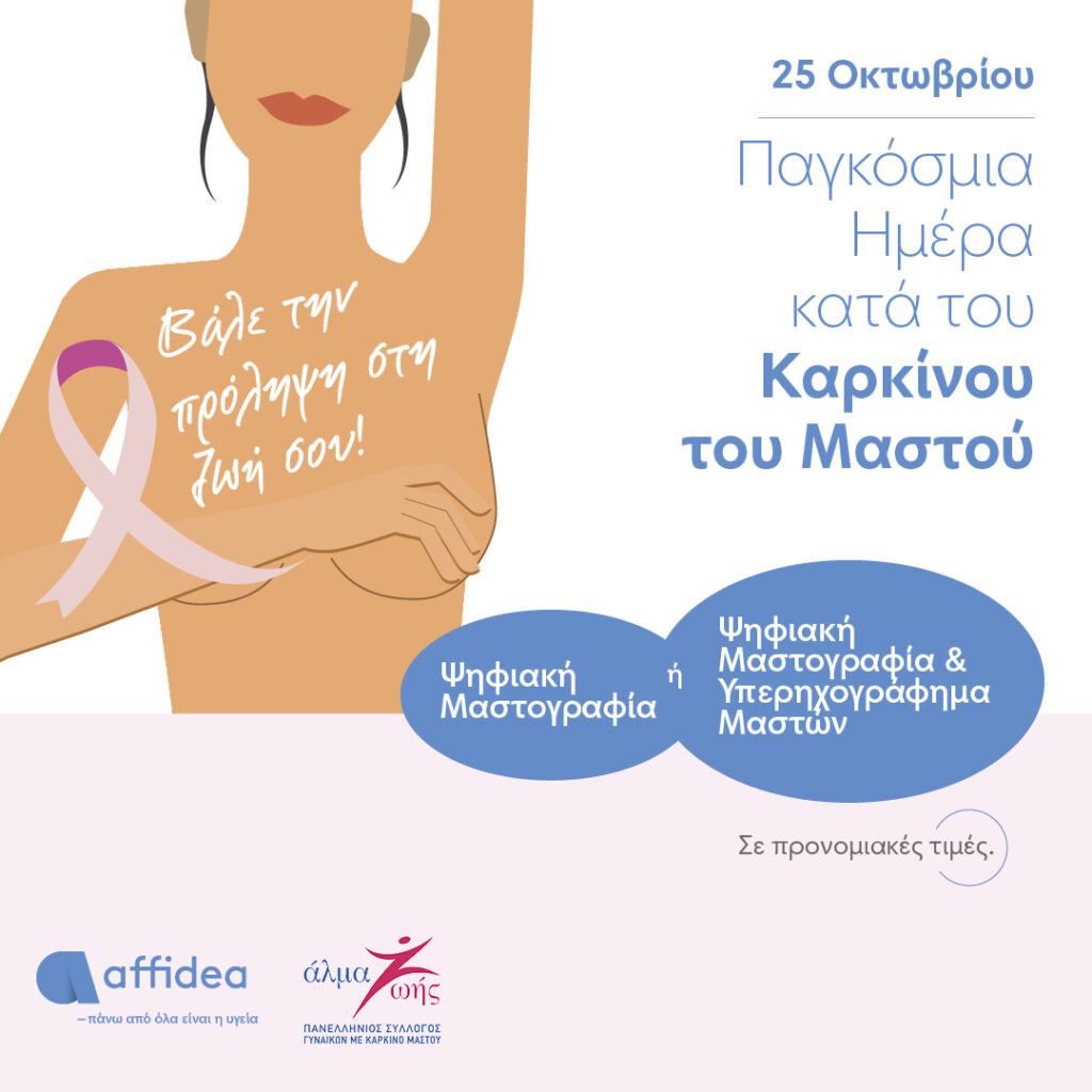 Affidea: Προληπτικές εξετάσεις με αφορμή την Παγκόσμια Ημέρα κατά του Καρκίνου του Μαστού
