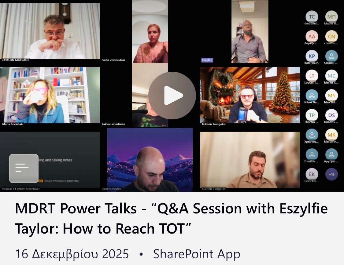 Το 2ο MDRT Power Talks με τον Eszylfie Taylor ξεπέρασε κάθε προσδοκία Το 2ο MDRT Power Talks με τον Eszylfie Taylor ξεπέρασε κάθε προσδοκία